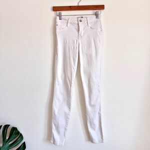 GUESS Sexy Curve Mid Rise Skinny Stretch Denim Jeans White Womens Size 24 Cotton